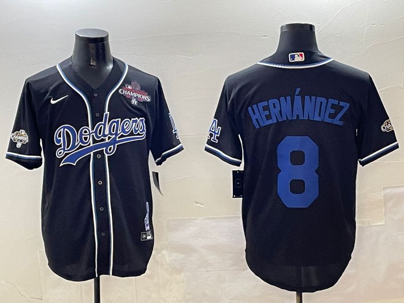 Men Los Angeles Dodgers #8 Hernandez Black Fashion Game 2025 Nike MLB Jersey style 3063